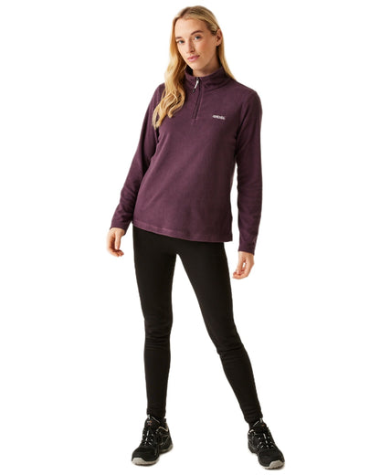 Deep Plum Coloured Regatta Womens Sweethart Lightweight Half-Zip Fleece on white background 