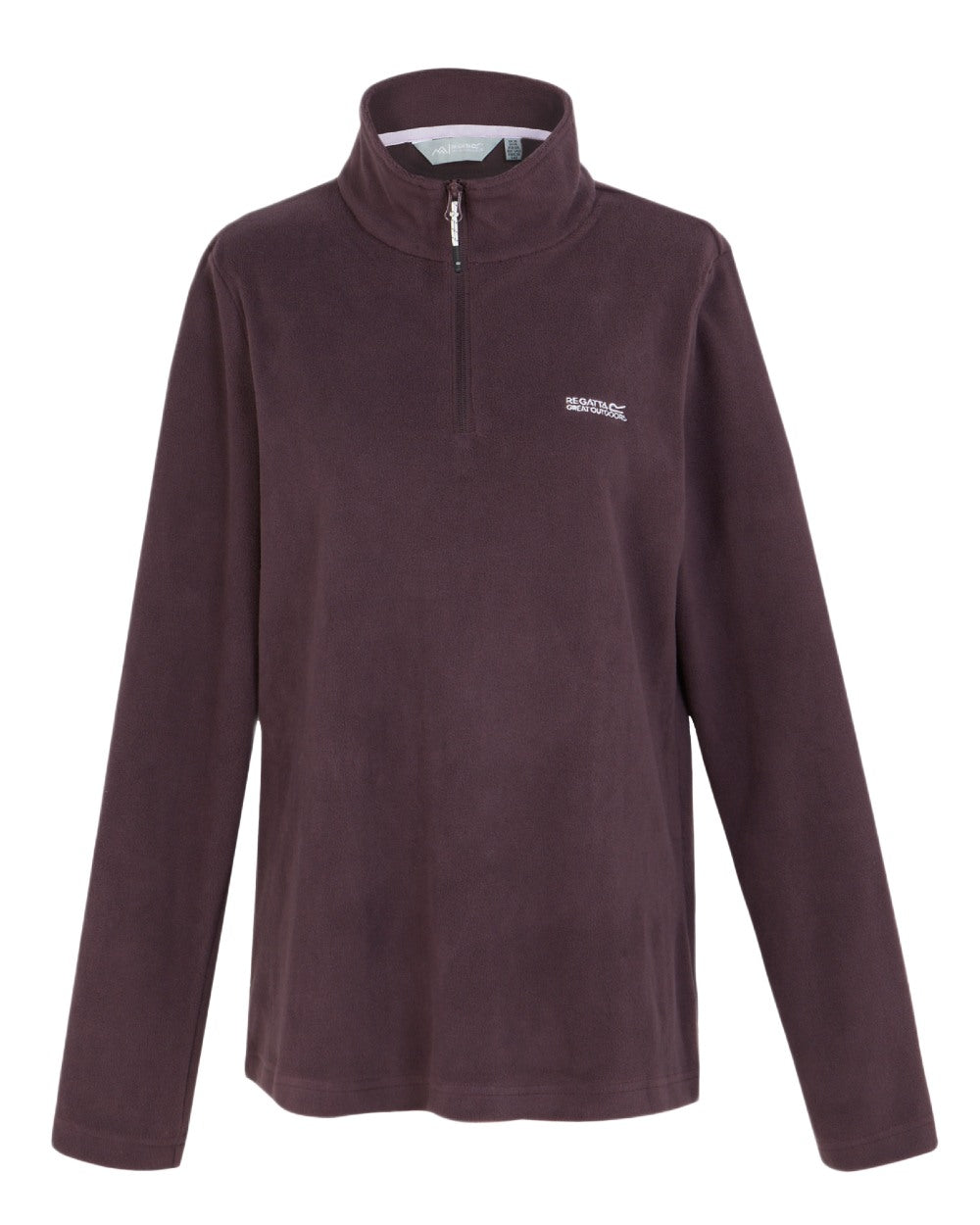 Deep Plum Coloured Regatta Womens Sweethart Lightweight Half-Zip Fleece on white background 