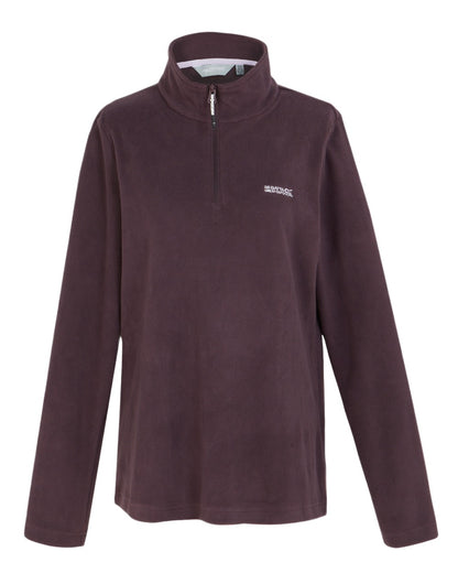 Deep Plum Coloured Regatta Womens Sweethart Lightweight Half-Zip Fleece on white background 