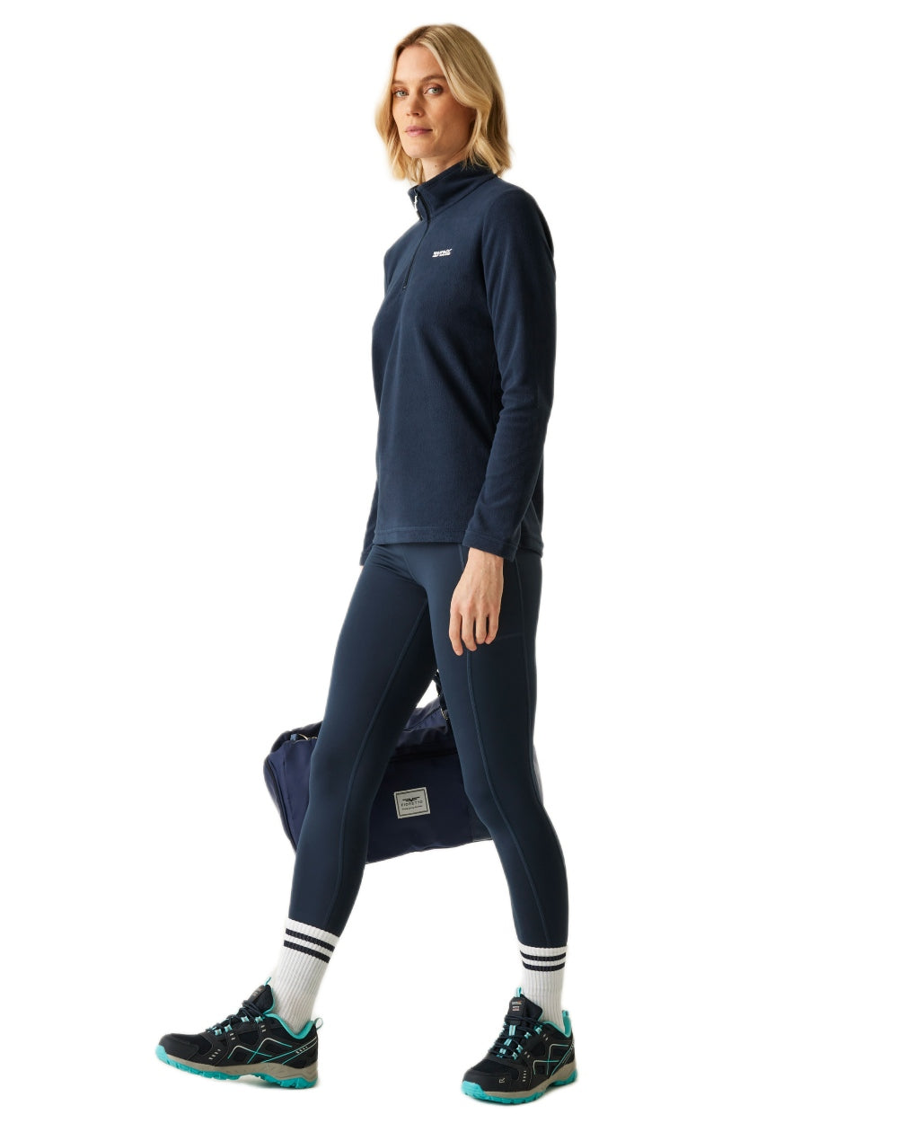 Navy Coloured Regatta Womens Sweethart Lightweight Half-Zip Fleece on white background 