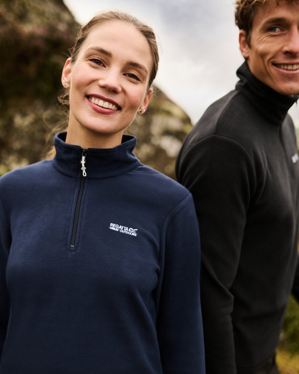 Navy Coloured Regatta Womens Sweethart Lightweight Half-Zip Fleece on mountain background 