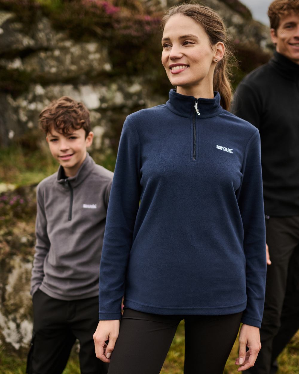 Navy Coloured Regatta Womens Sweethart Lightweight Half-Zip Fleece on mountain background 