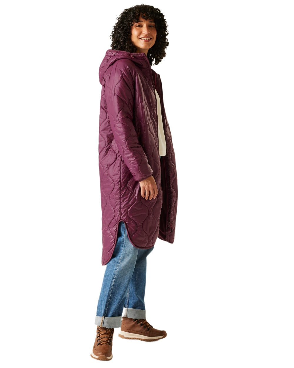 Fig Coloured Regatta Womens Triea Quilted Jacket on white background 