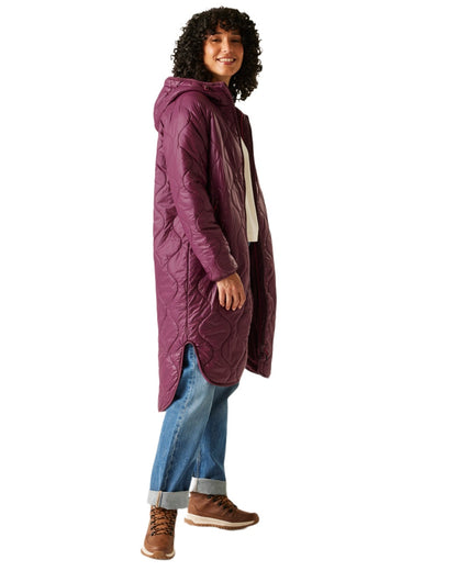 Fig Coloured Regatta Womens Triea Quilted Jacket on white background 