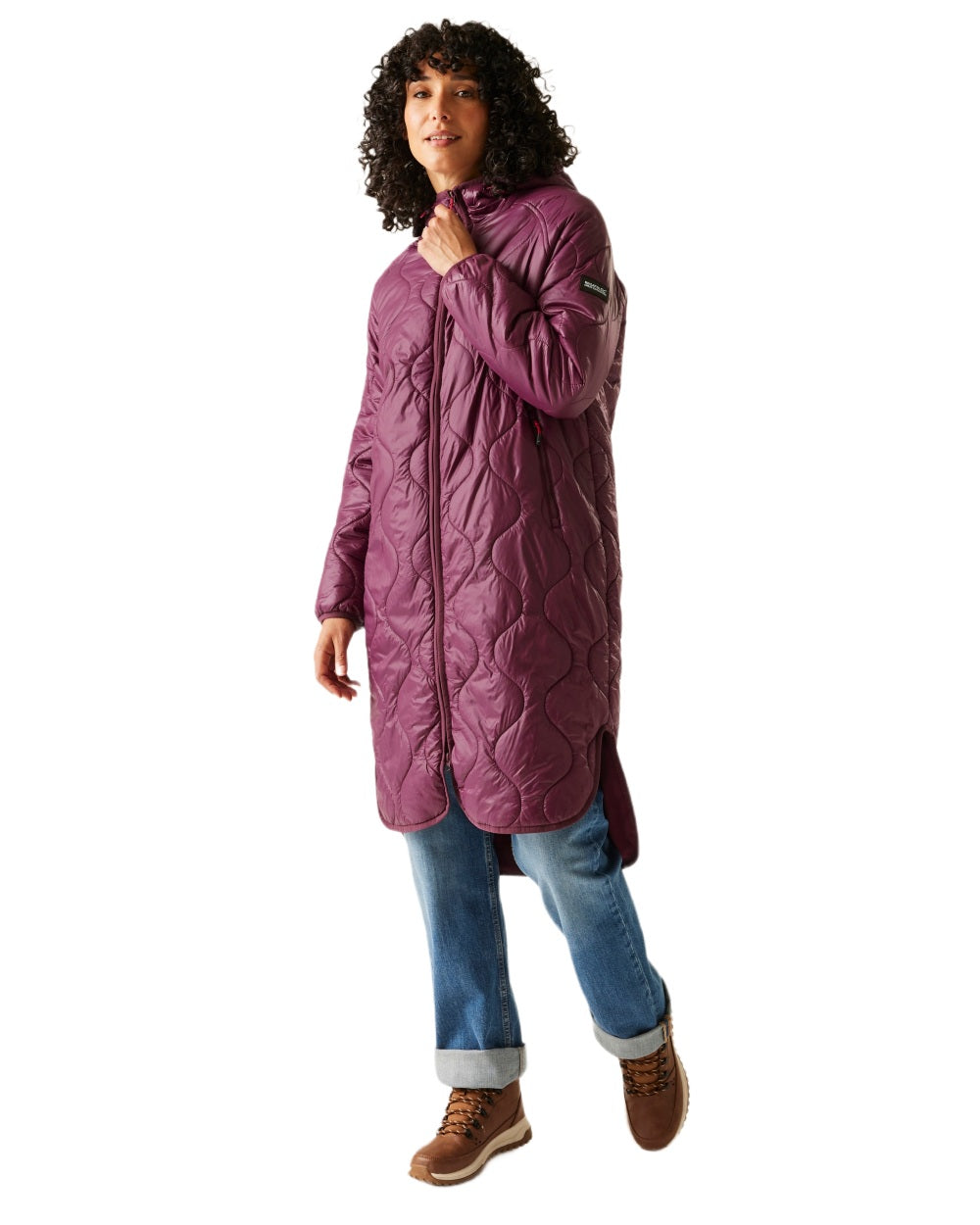 Fig Coloured Regatta Womens Triea Quilted Jacket on white background 