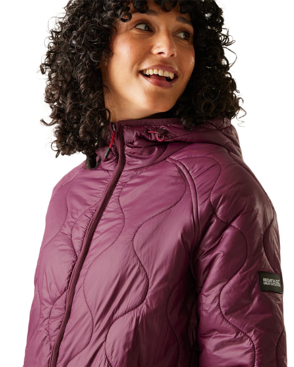 Fig Coloured Regatta Womens Triea Quilted Jacket on white background 