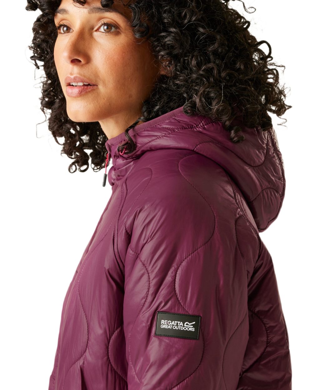 Fig Coloured Regatta Womens Triea Quilted Jacket on white background 