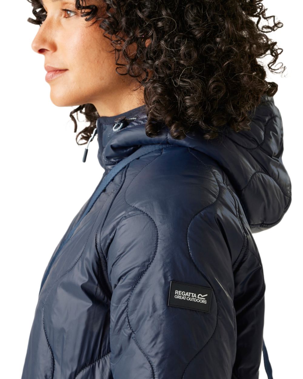 Navy Coloured Regatta Womens Triea Quilted Jacket on white background 