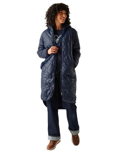 Navy Coloured Regatta Womens Triea Quilted Jacket on white background 