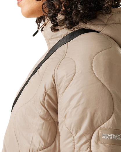 Soft Taupe Coloured Regatta Womens Triea Quilted Jacket on white background 