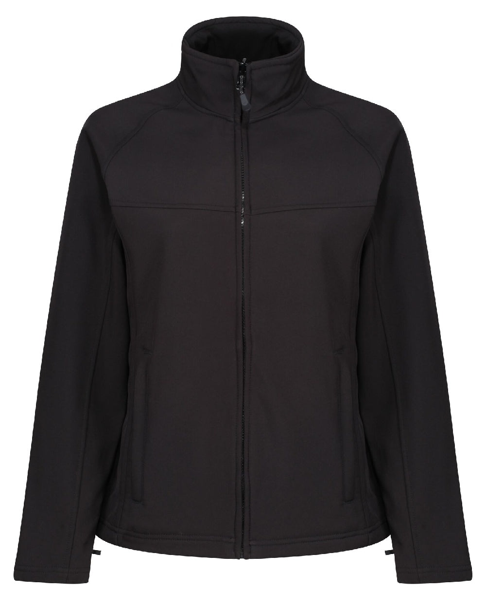 Black coloured Regatta Womens Uproar Softshell Jacket on white background 