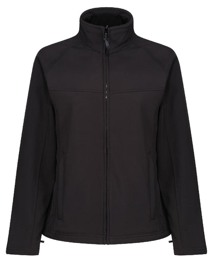 Black coloured Regatta Womens Uproar Softshell Jacket on white background 