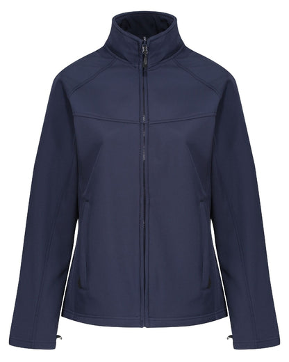 Navy coloured Regatta Womens Uproar Softshell Jacket on white background 