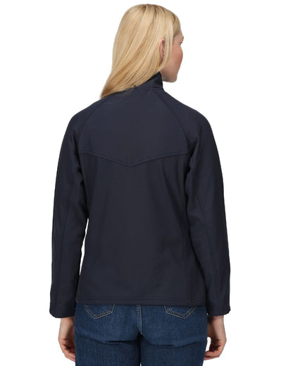 Navy coloured Regatta Womens Uproar Softshell Jacket on white background 