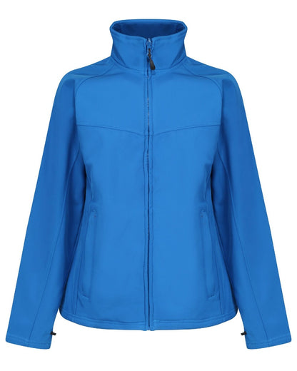 Oxford Blue Seal Grey coloured Regatta Womens Uproar Softshell Jacket on white background 