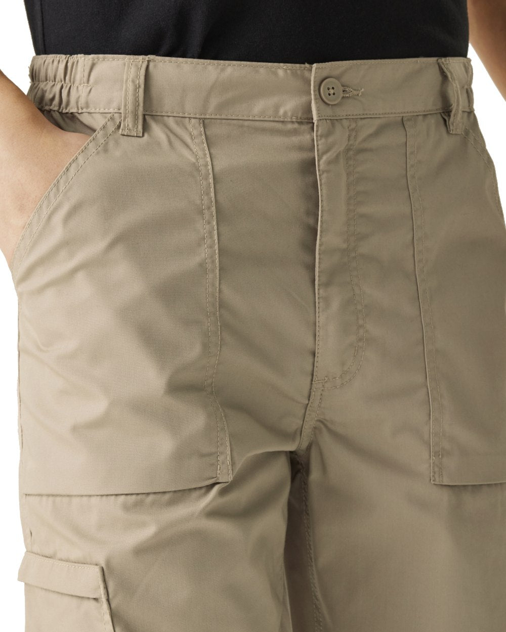 Lichen coloured Regatta Mens Multi Pocket Action Trousers Long Leg on white background 