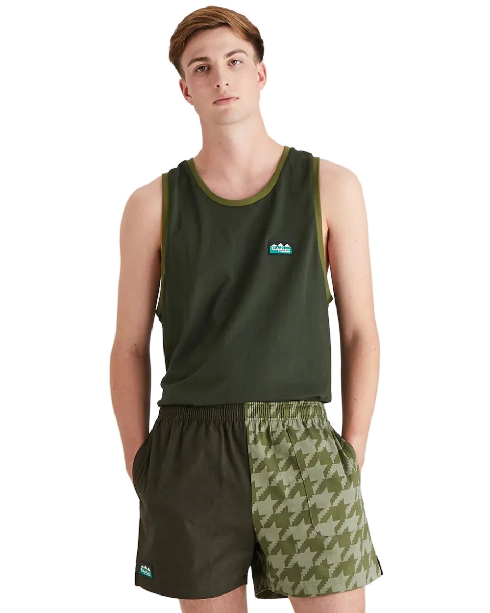 Deep Forest Print Coloured Ridgeline Backslider Shorts on white background 
