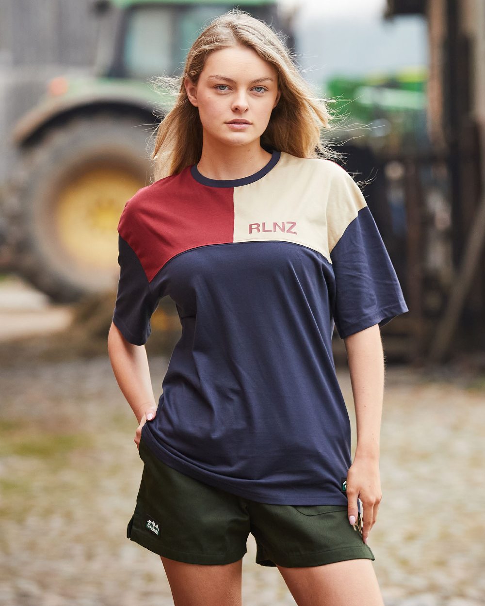 Navy Multi coloured Ridgeline Backslider T-Shirt on outdoor background 