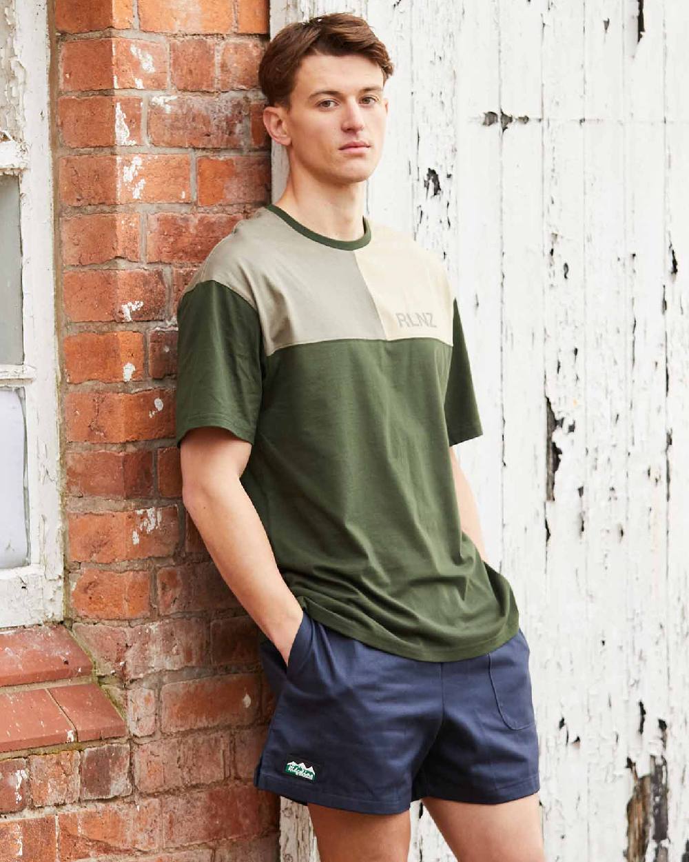 Olive Multi coloured Ridgeline Backslider T-Shirt on outdoor background 
