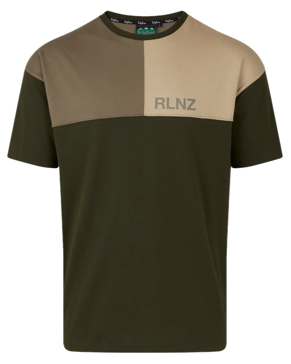 Olive Multi coloured Ridgeline Backslider T-Shirt on white background 