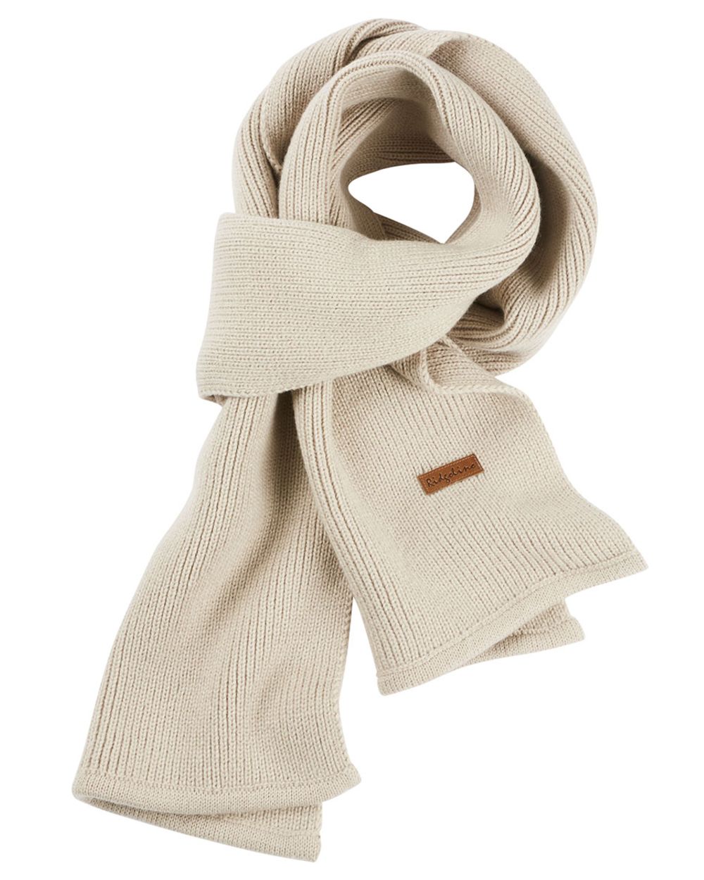 Sand coloured Ridgeline Baltic Bobble Hat &amp; Scarf Set on white background 