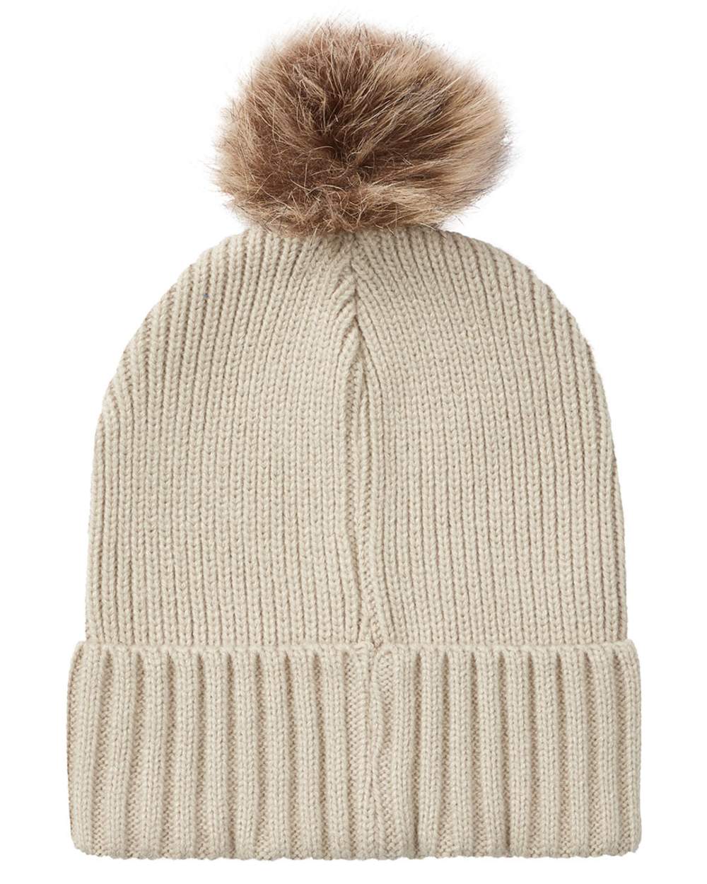 Sand coloured Ridgeline Baltic Bobble Hat &amp; Scarf Set on white background 
