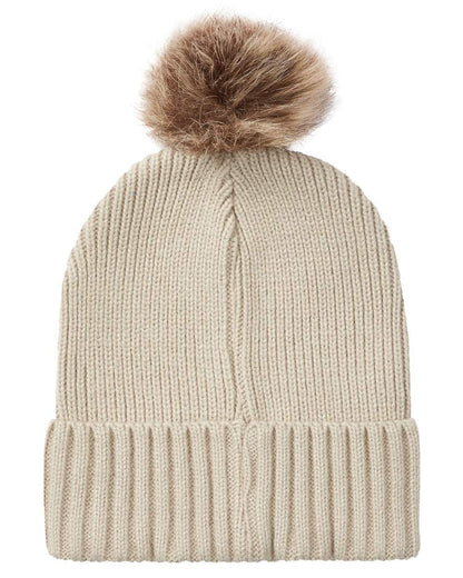 Sand coloured Ridgeline Baltic Bobble Hat &amp; Scarf Set on white background 