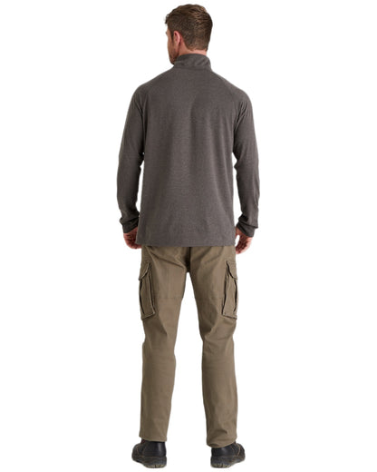 Light Bark Marl Coloured Ridgeline Baseline Pull On Zip Top on white background 