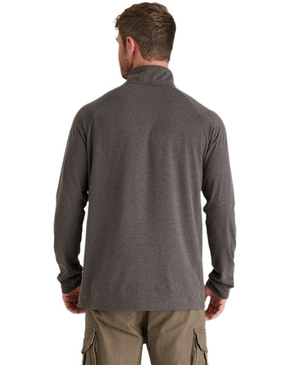 Light Bark Marl Coloured Ridgeline Baseline Pull On Zip Top on white background 