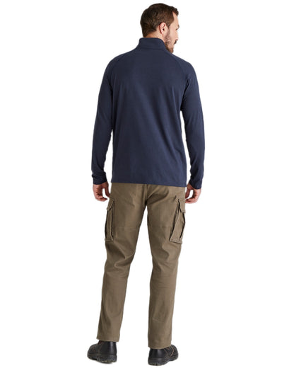 Navy Marl Coloured Ridgeline Baseline Pull On Zip Top on white background 