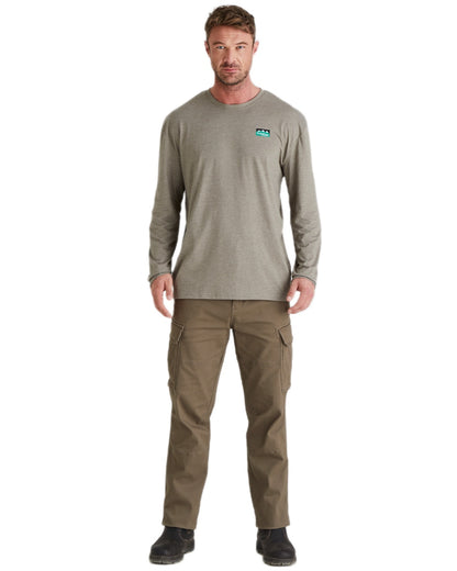 Smokey Olive Marl Coloured Ridgeline Baseline Top on white background 