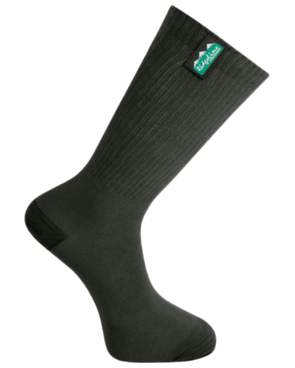 Olive Multi coloured Ridgeline Cotton Light Work Mid Length Socks 3 Pack on white background 