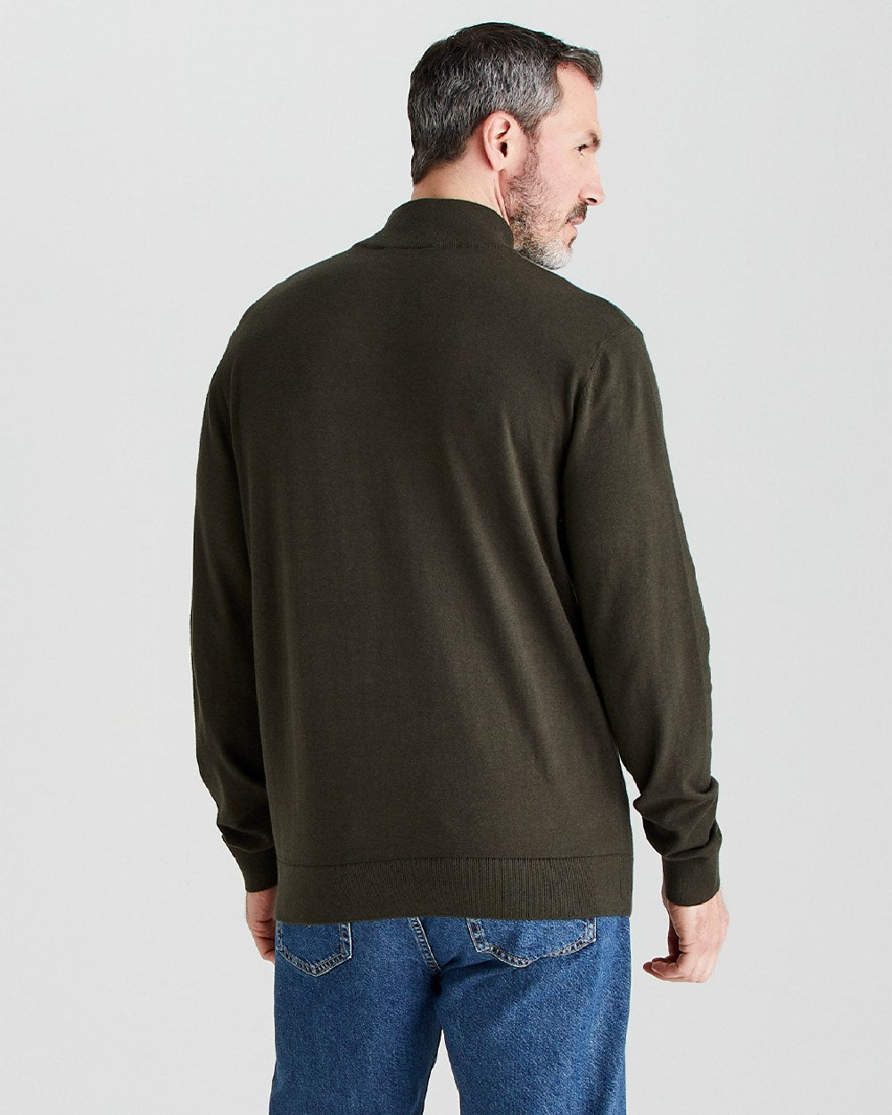 Deep Forest coloured Ridgeline Hartland 1/4 Zip Pullover on grey background 