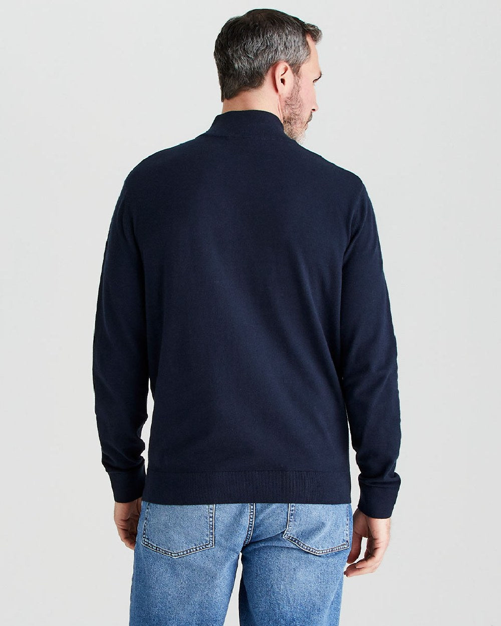 Navy coloured Ridgeline Hartland 1/4 Zip Pullover on grey background 