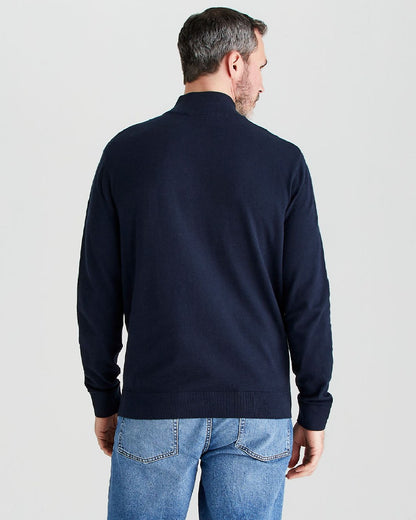 Navy coloured Ridgeline Hartland 1/4 Zip Pullover on grey background 