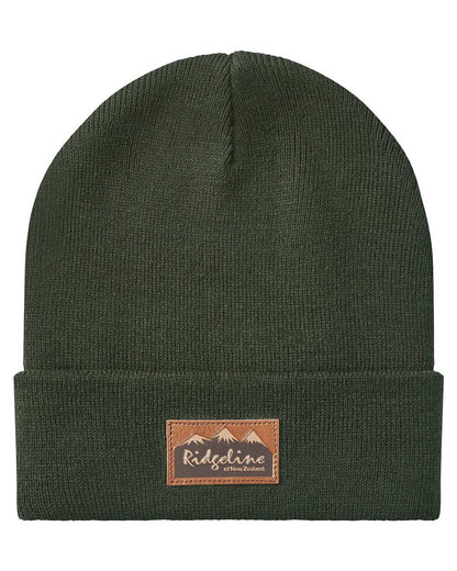 Deep Forest coloured Ridgeline Heritage Fine Knit Beanie on white background 