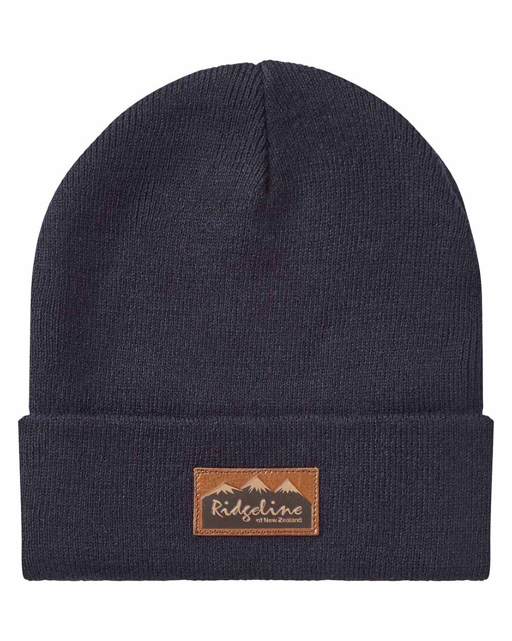 Navy coloured Ridgeline Heritage Fine Knit Beanie on white background 