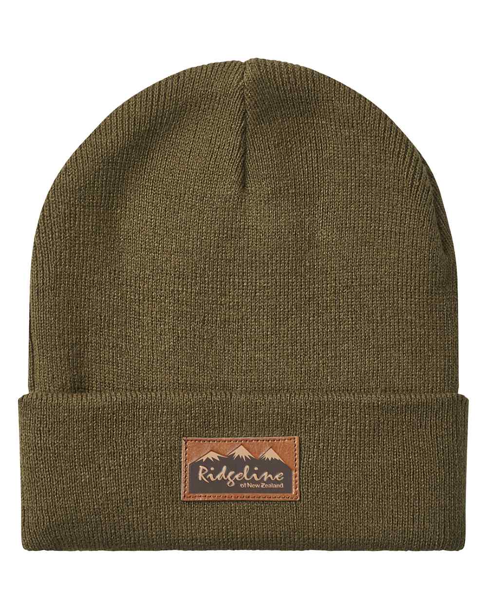 Teak coloured Ridgeline Heritage Fine Knit Beanie on white background 