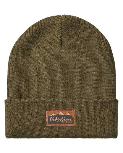 Teak coloured Ridgeline Heritage Fine Knit Beanie on white background 