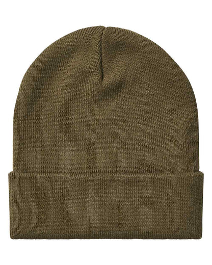 Teak coloured Ridgeline Heritage Fine Knit Beanie on white background 