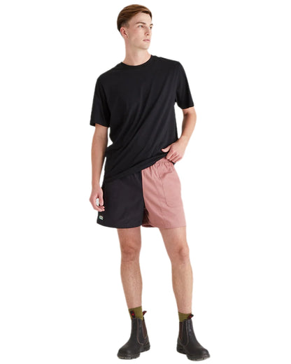 Black Dusky Pink Coloured Ridgeline Hose Down Shorts on white background 