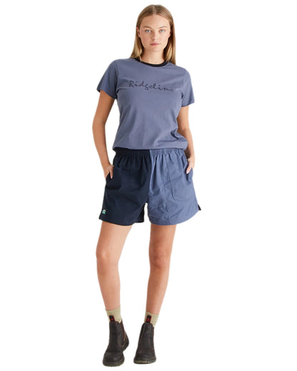 Navy Storm Coloured Ridgeline Hose Down Shorts on white background 