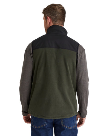 Deep Forest Black coloured Ridgeline Hybrid Fleece Gilet on white background 