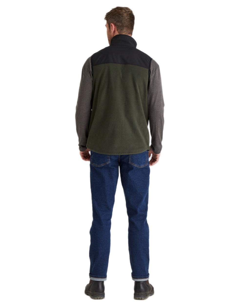 Deep Forest Black coloured Ridgeline Hybrid Fleece Gilet on white background 