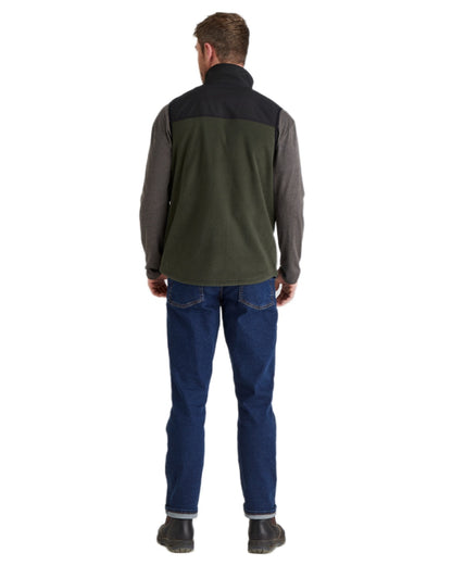 Deep Forest Black coloured Ridgeline Hybrid Fleece Gilet on white background 