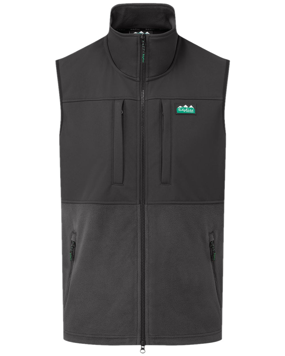 Shale coloured Ridgeline Hybrid Fleece Gilet on white background 