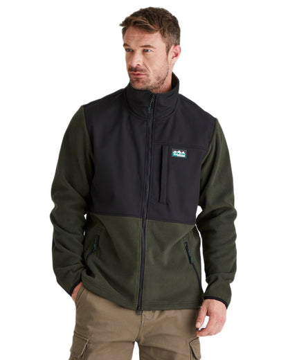 Deep Forest Black coloured Ridgeline Hybrid Fleece Jacket on white background 