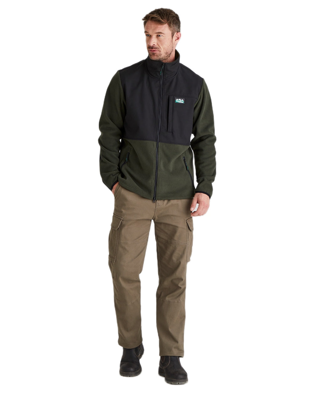 Deep Forest Black coloured Ridgeline Hybrid Fleece Jacket on white background 