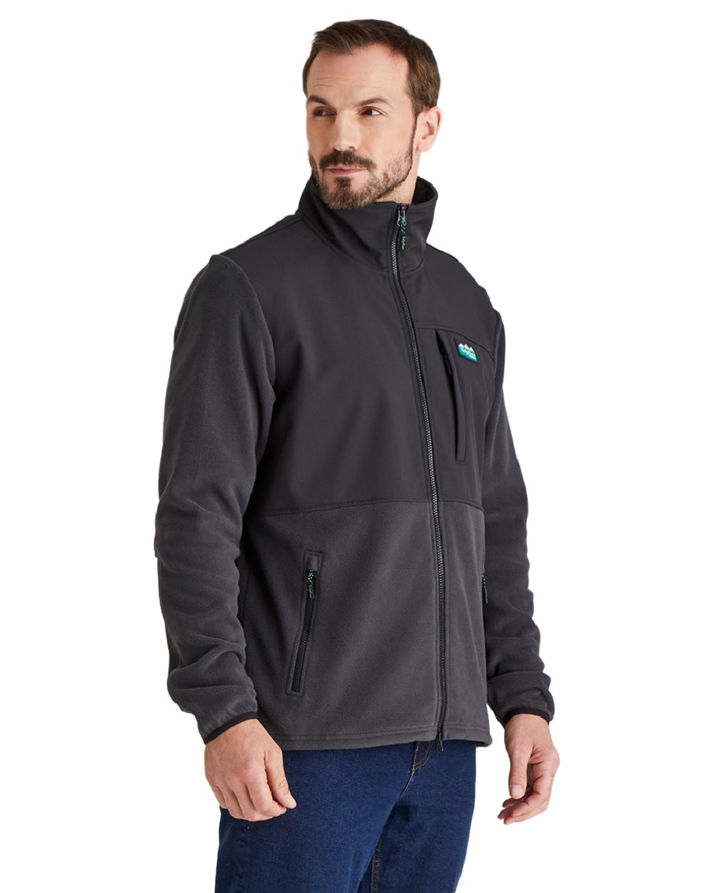 Shale coloured Ridgeline Hybrid Fleece Jacket on white background 