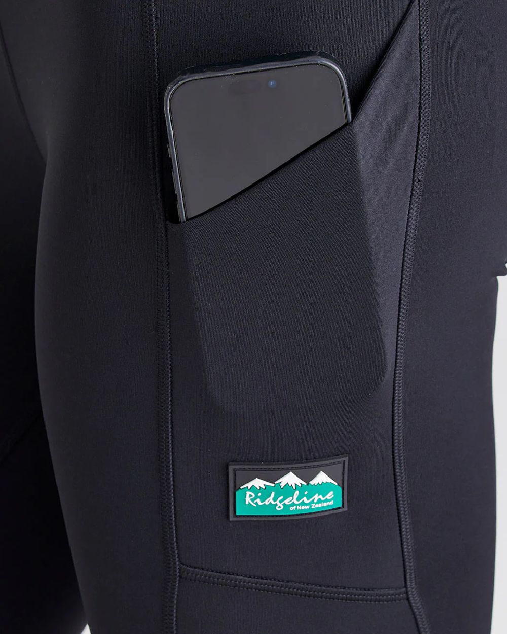 Black coloured Ridgeline Infinity Pro Leggings on grey background 